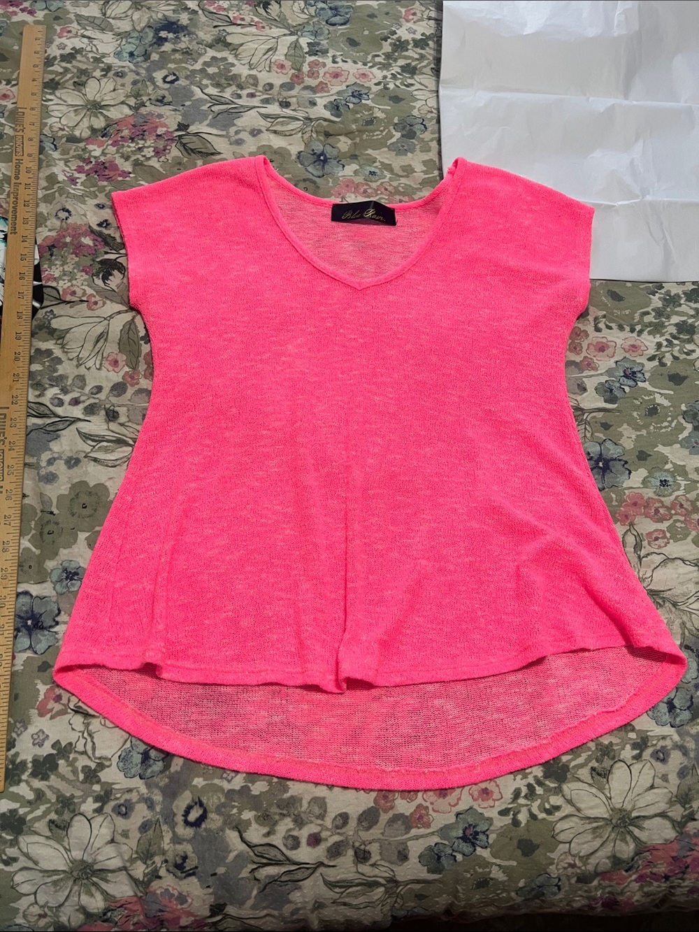 Blue Rain Neon Pink V-Neck Short Sleeve Tunic